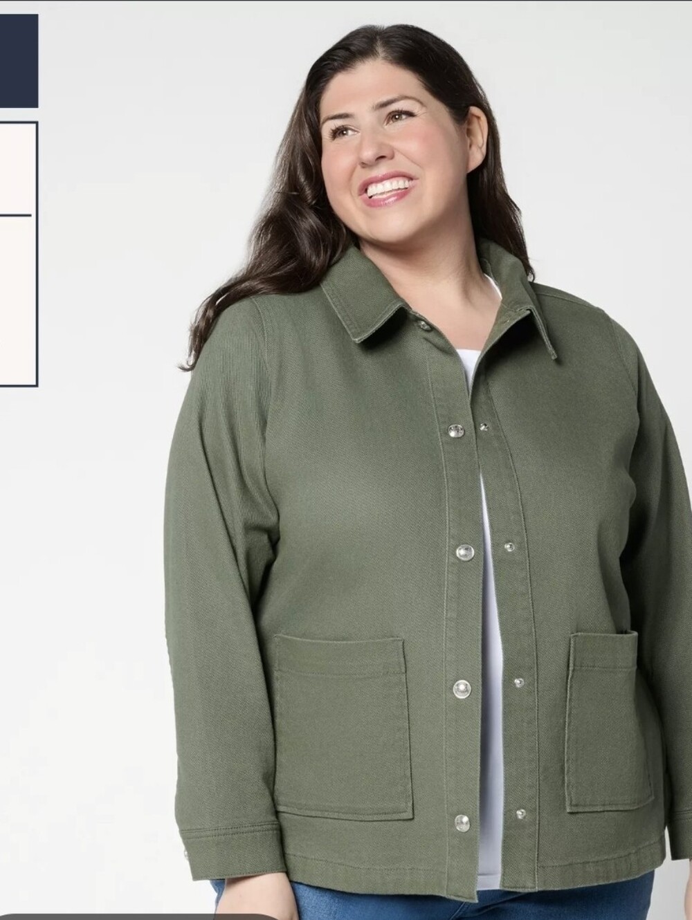 Susan Graver Olive Utility Button-Front Jacket - Picture 2 of 7